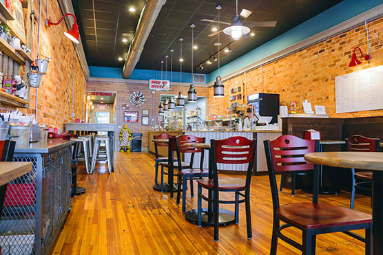 Inside the Creme Shack Ice Cream Parlor in Downtown Greenville, SC